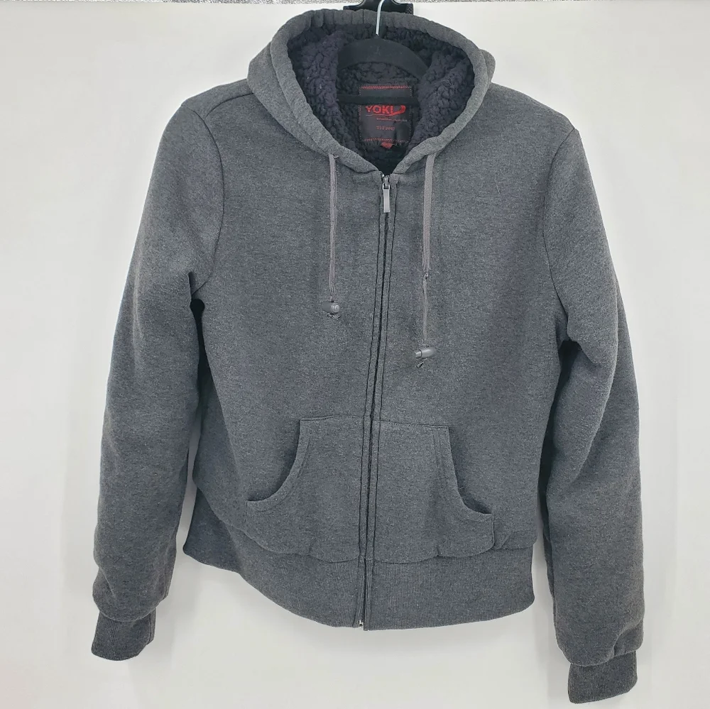 ♧♧ Yoki Gray Sherpa Lined Hoodie Size Youth Large